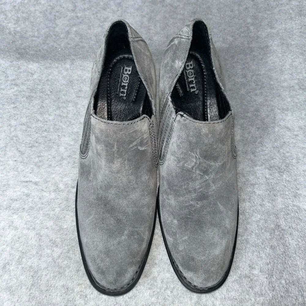 New Born Fredrika Ankle Boots Women's 8.5 Grey Suede Western Look‎ Stacked Heel